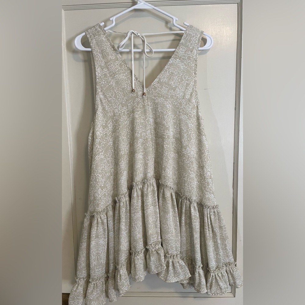 Mable Tunic Tiered Sleeveless Pattern Dress Medium Bohemian Cottagecore Milkmaid - Picture 2 of 6